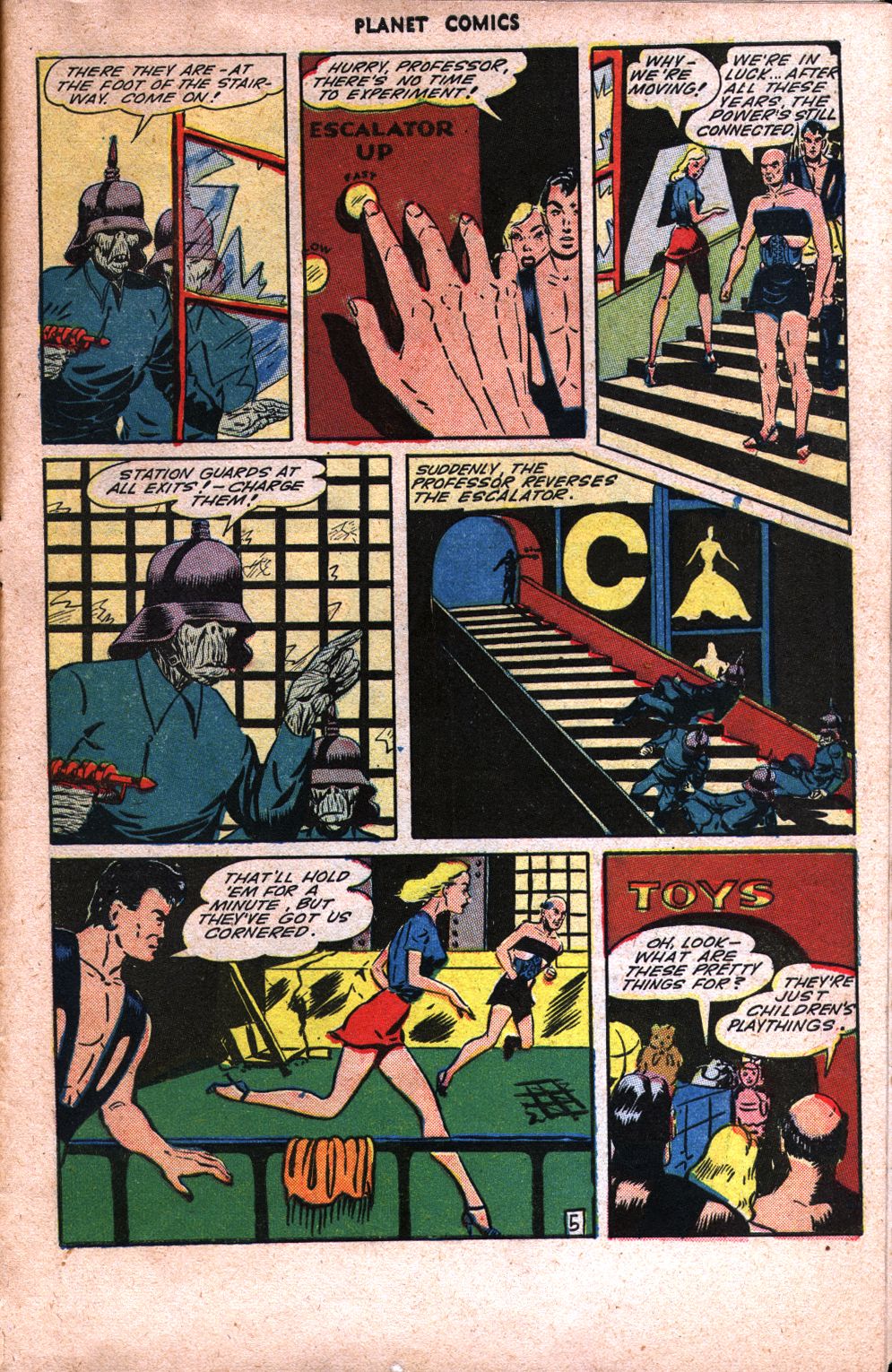 Planet Comics #34 (Fiction House), page 43. Public domain (US).