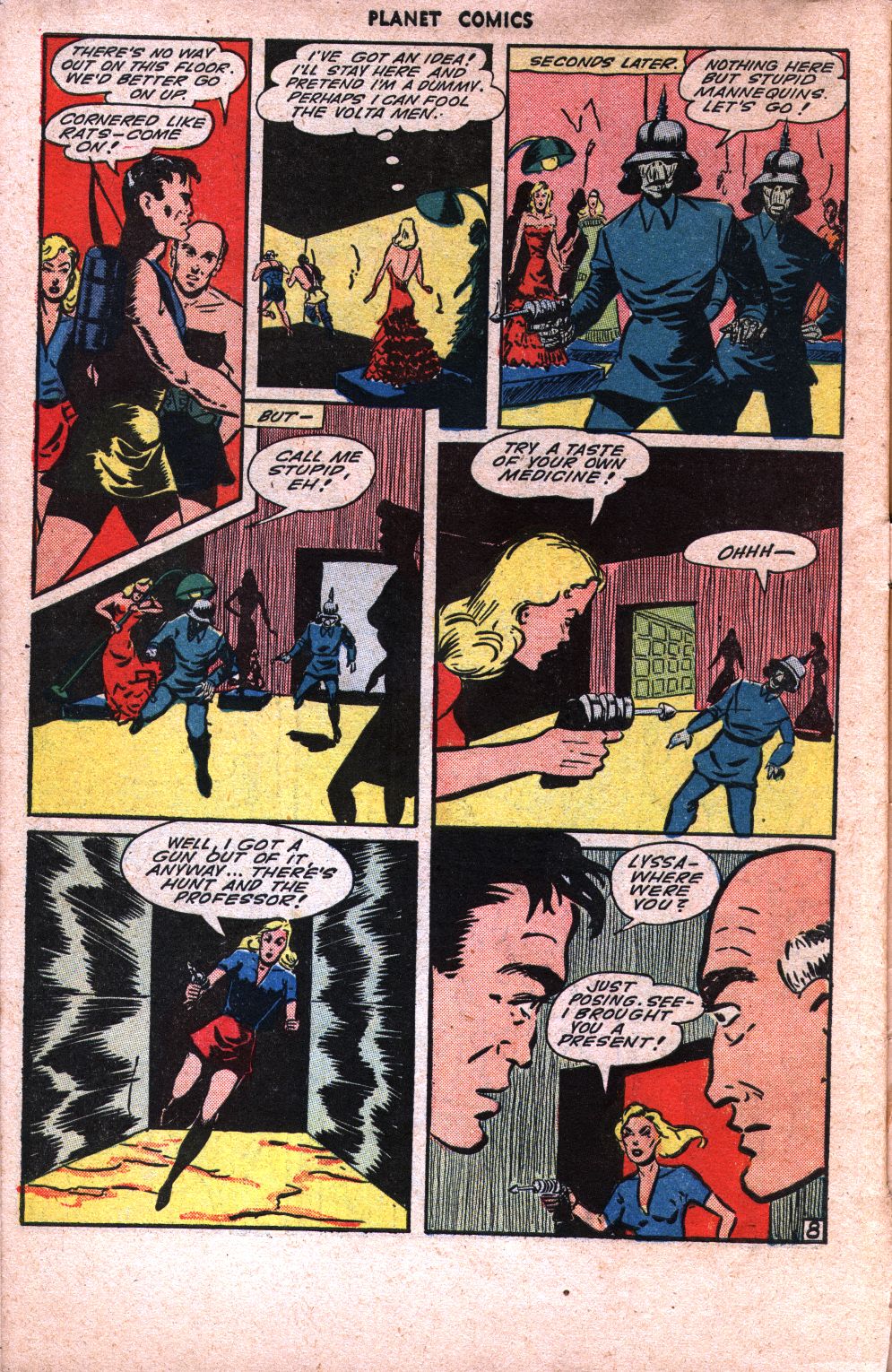 Planet Comics #34 (Fiction House), page 46. Public domain (US).