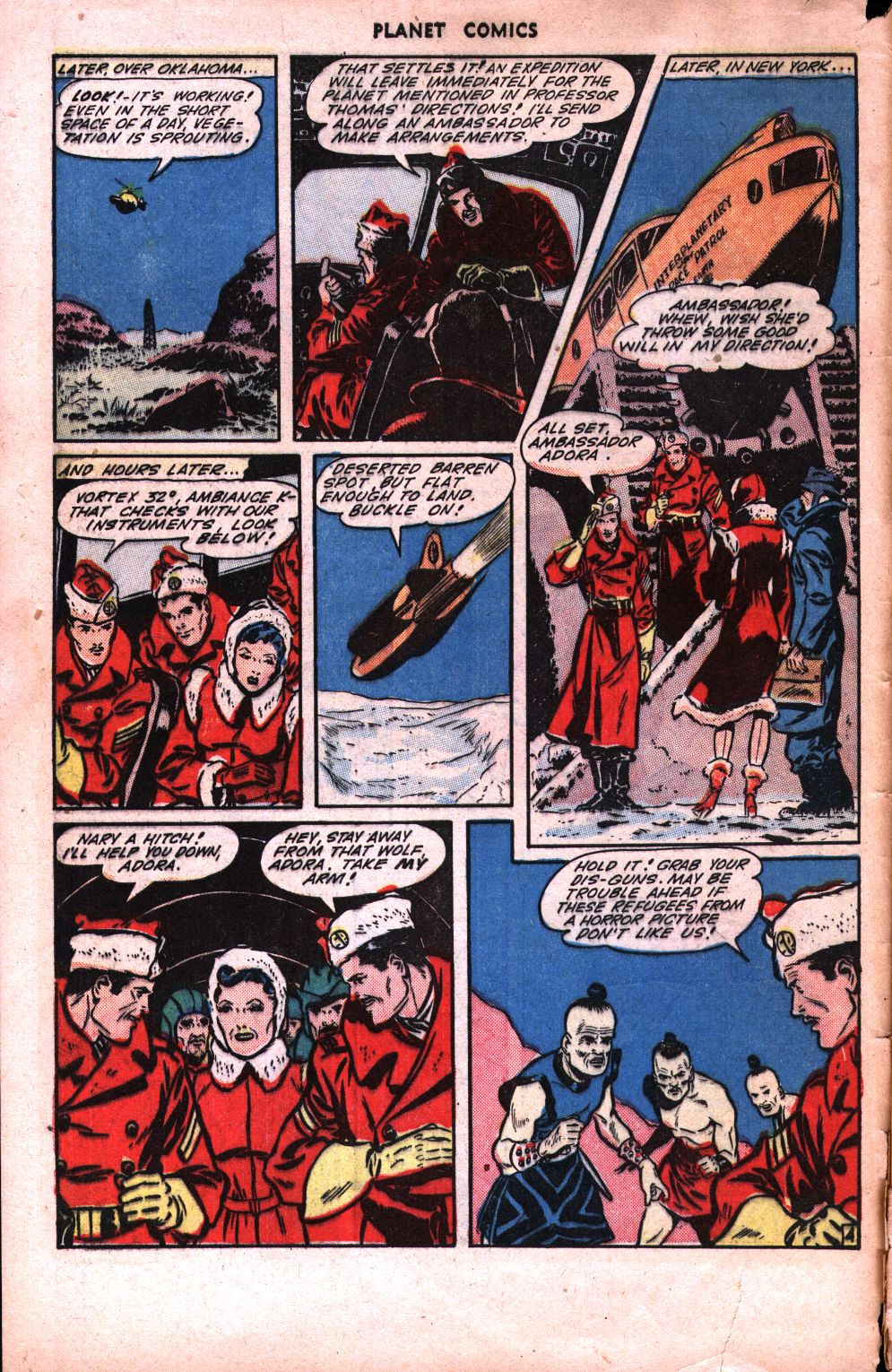 Planet Comics #34 (Fiction House), page 6. Public domain (US).