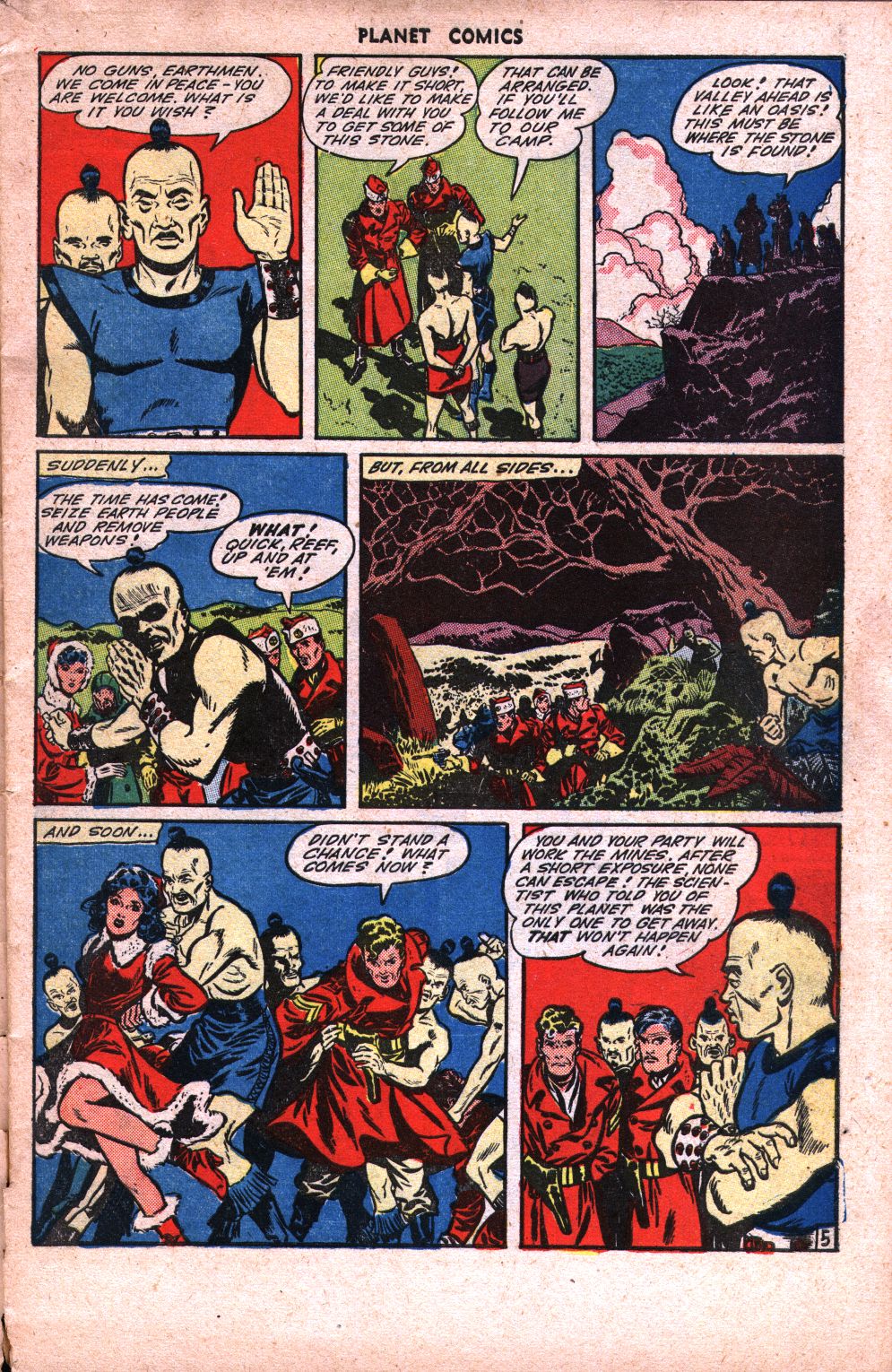 Planet Comics #34 (Fiction House), page 7. Public domain (US).