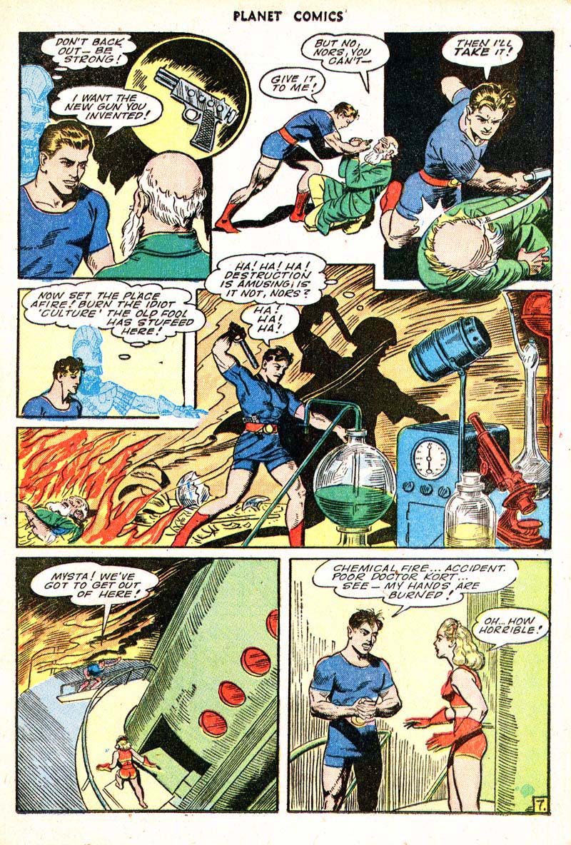 Planet Comics #35 (Fiction House), page 21. Public domain (US).