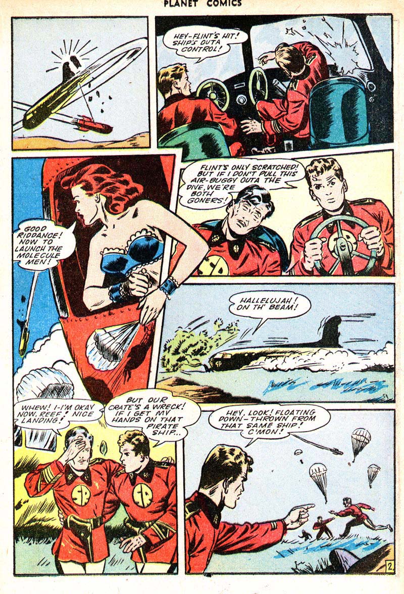 Planet Comics #35 (Fiction House), page 33. Public domain (US).