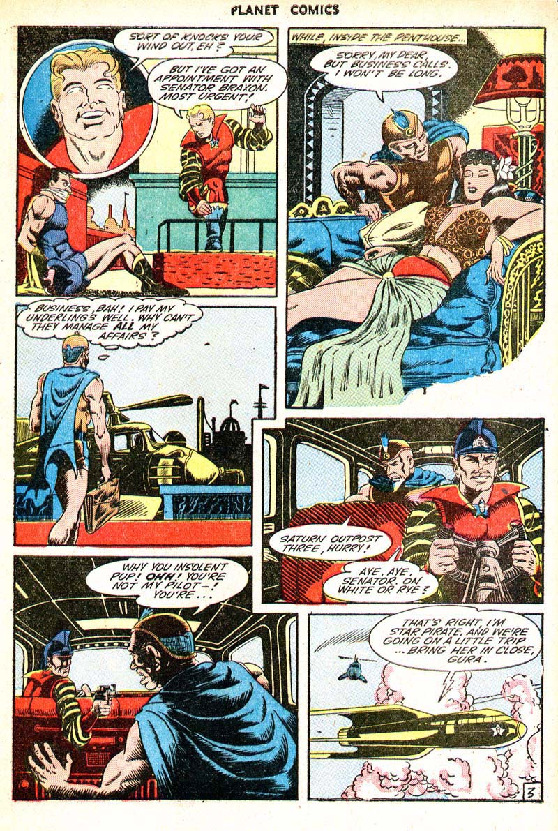 Planet Comics #35 (Fiction House), page 45. Public domain (US).