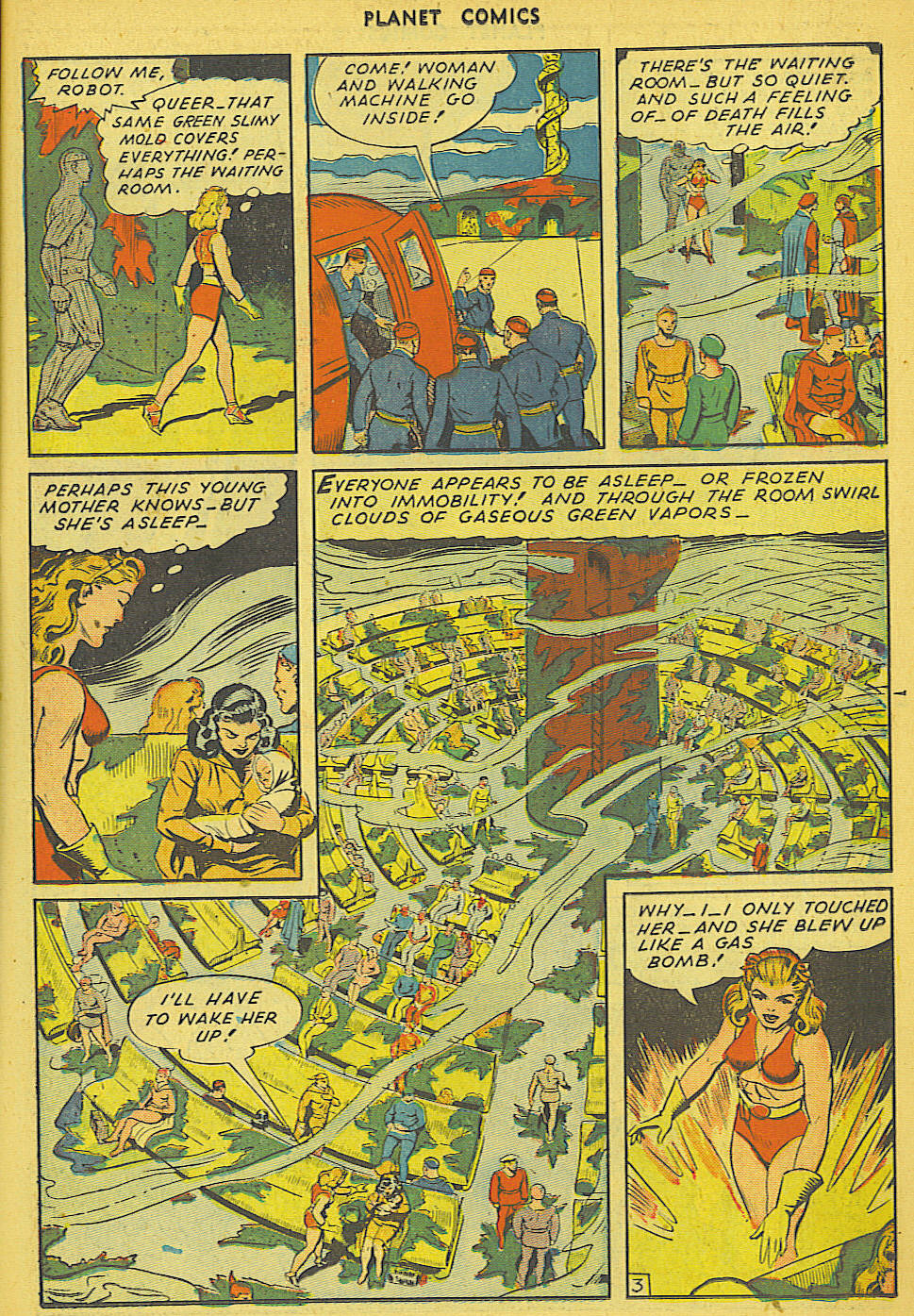 Planet Comics #36 (Fiction House), page 16. Public domain (US).