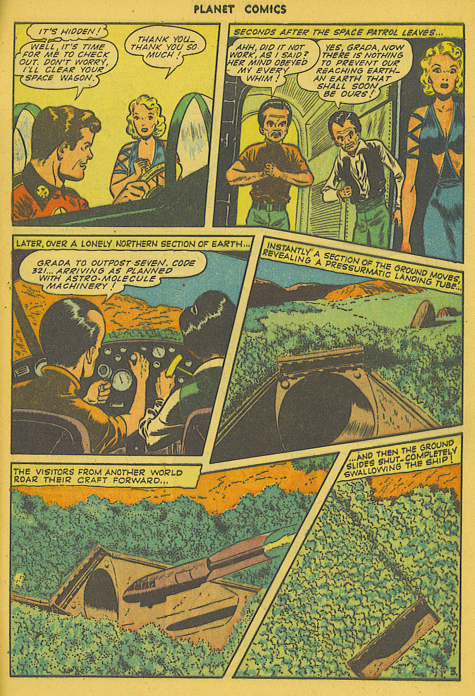Planet Comics #36 (Fiction House), page 44. Public domain (US).