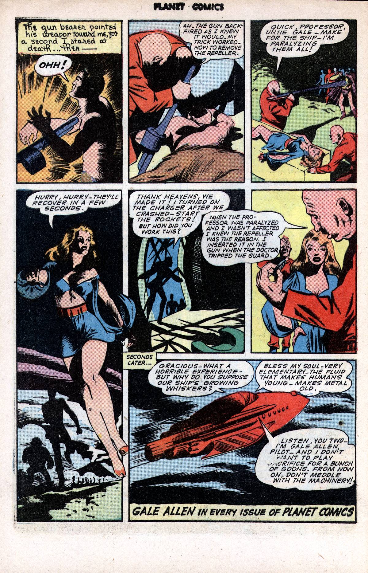 Planet Comics #37 (Fiction House), page 42. Public domain (US).