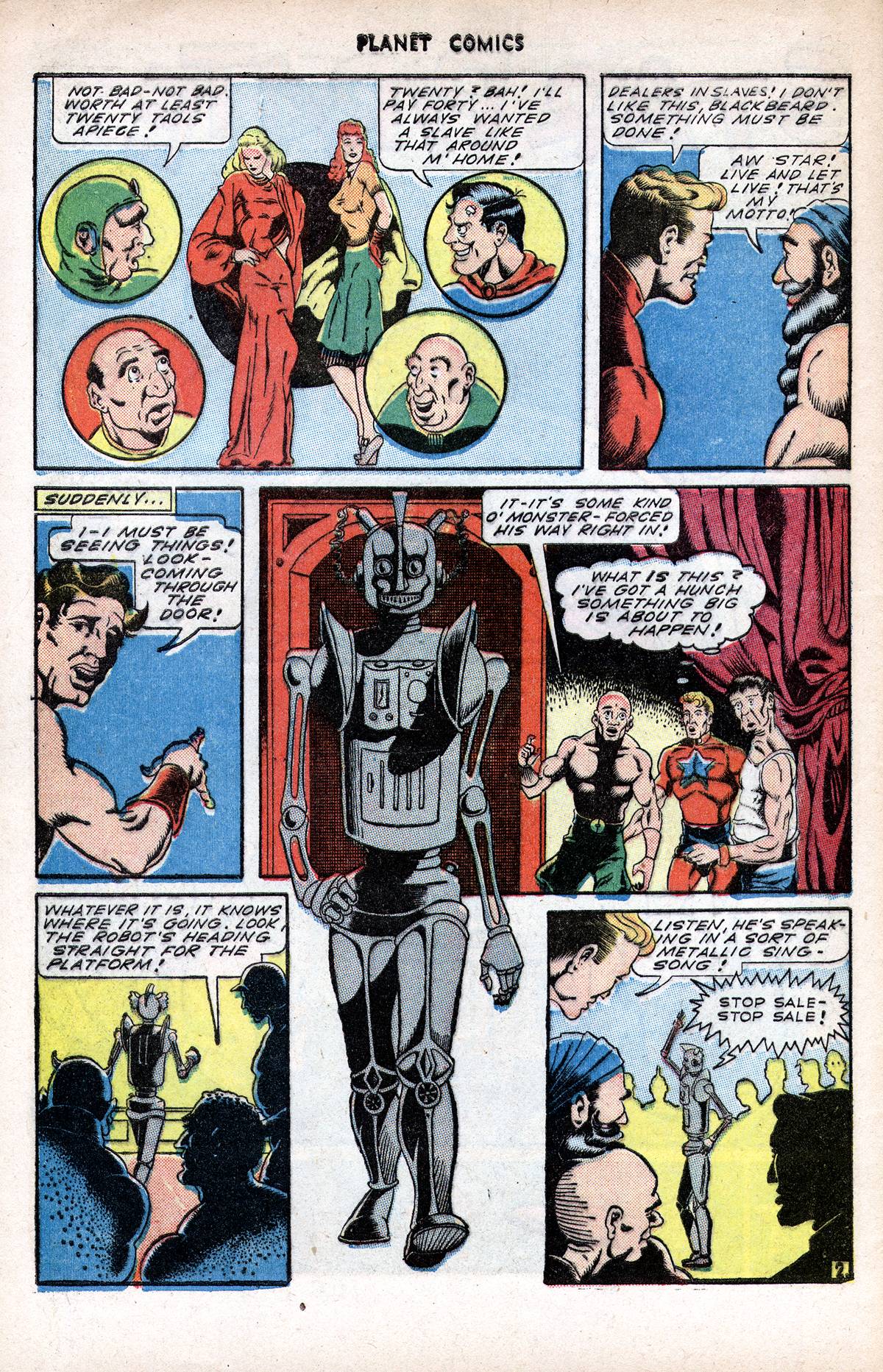 Planet Comics #37 (Fiction House), page 44. Public domain (US).