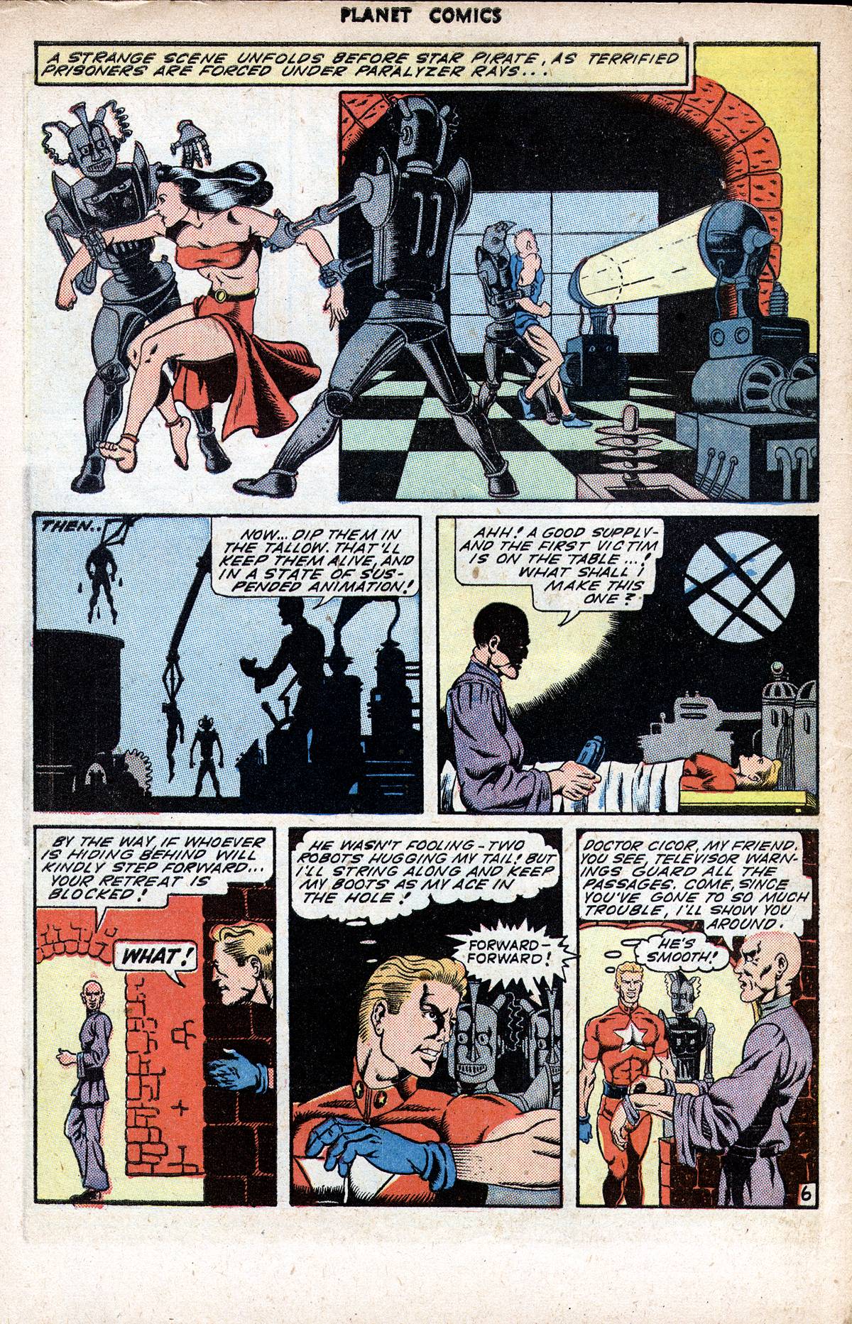 Planet Comics #37 (Fiction House), page 48. Public domain (US).
