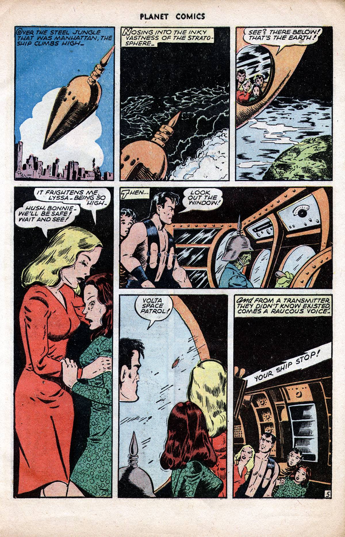 Planet Comics #38 (Fiction House), page 7. Public domain (US).