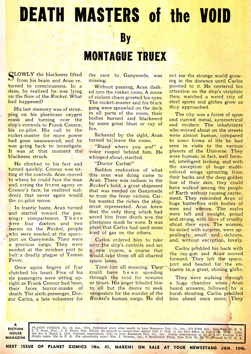 Planet Comics #40 (Fiction House), page 2. Public domain (US).