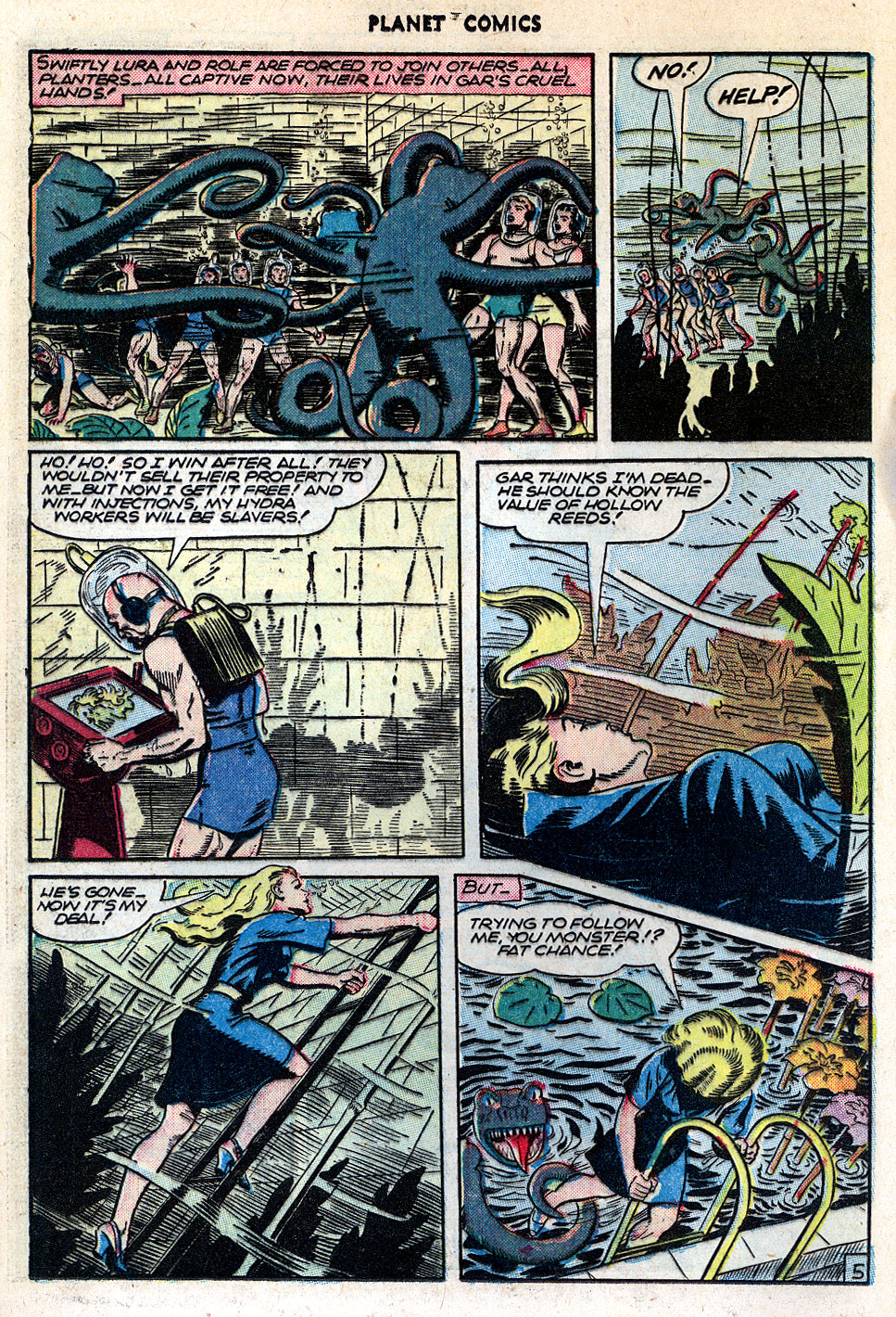 Planet Comics #42 (Fiction House), page 18. Public domain (US).