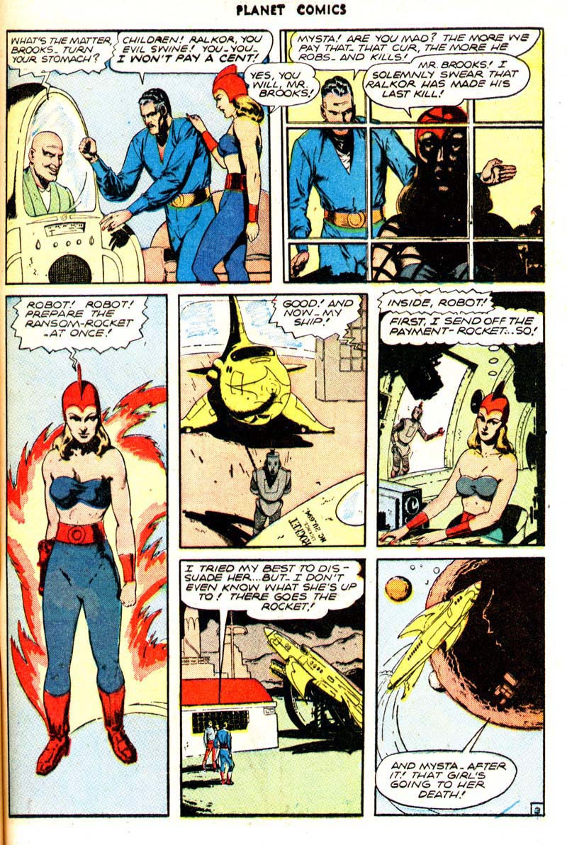 Planet Comics #43 (Fiction House), page 45. Public domain (US).