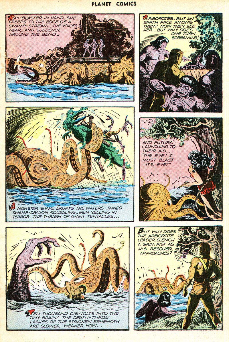 Planet Comics #44 (Fiction House), page 18. Public domain (US).