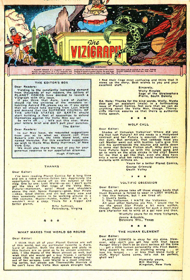 Planet Comics #44 (Fiction House), page 28. Public domain (US).