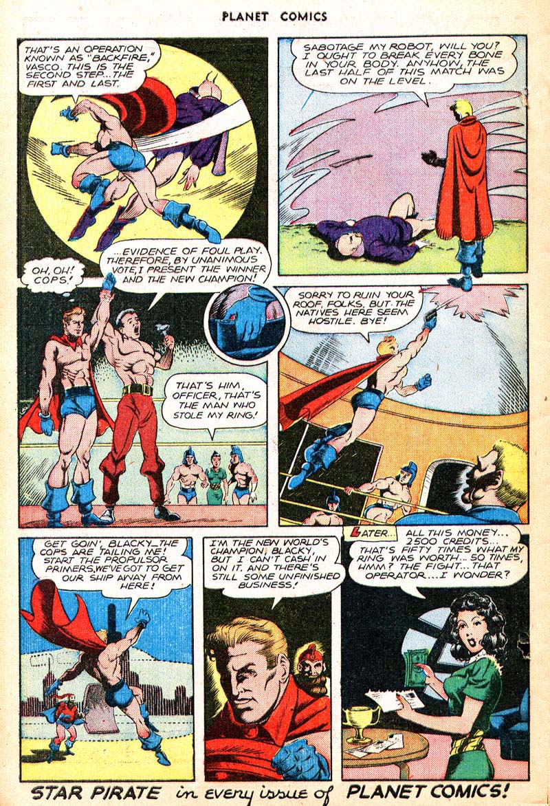 Planet Comics #44 (Fiction House), page 43. Public domain (US).
