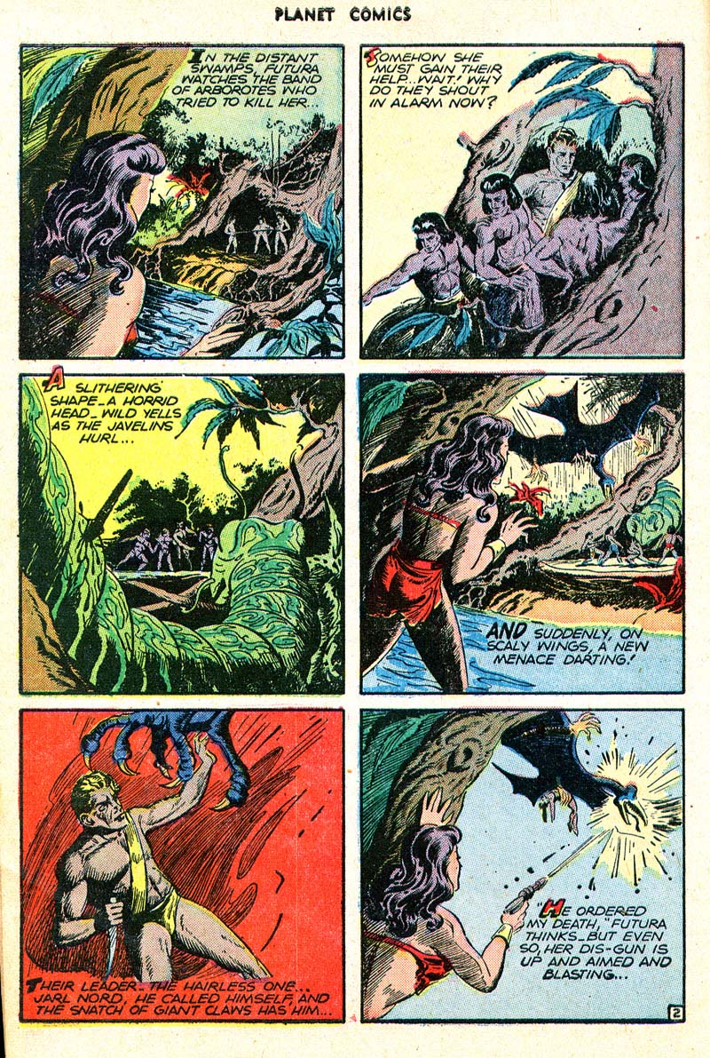 Planet Comics #45 (Fiction House), page 15. Public domain (US).