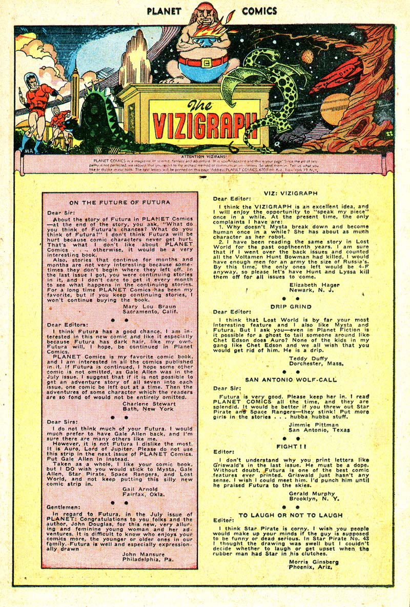 Planet Comics #45 (Fiction House), page 20. Public domain (US).