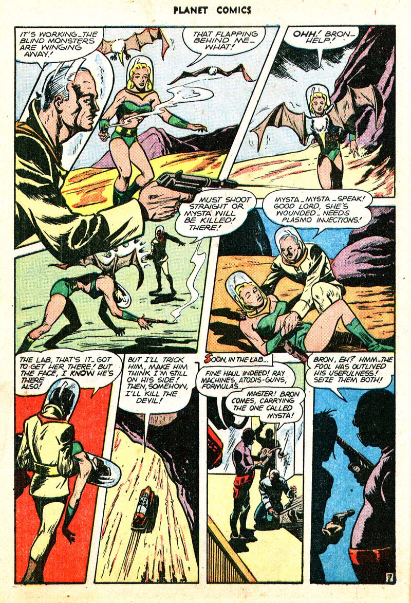 Planet Comics #45 (Fiction House), page 43. Public domain (US).