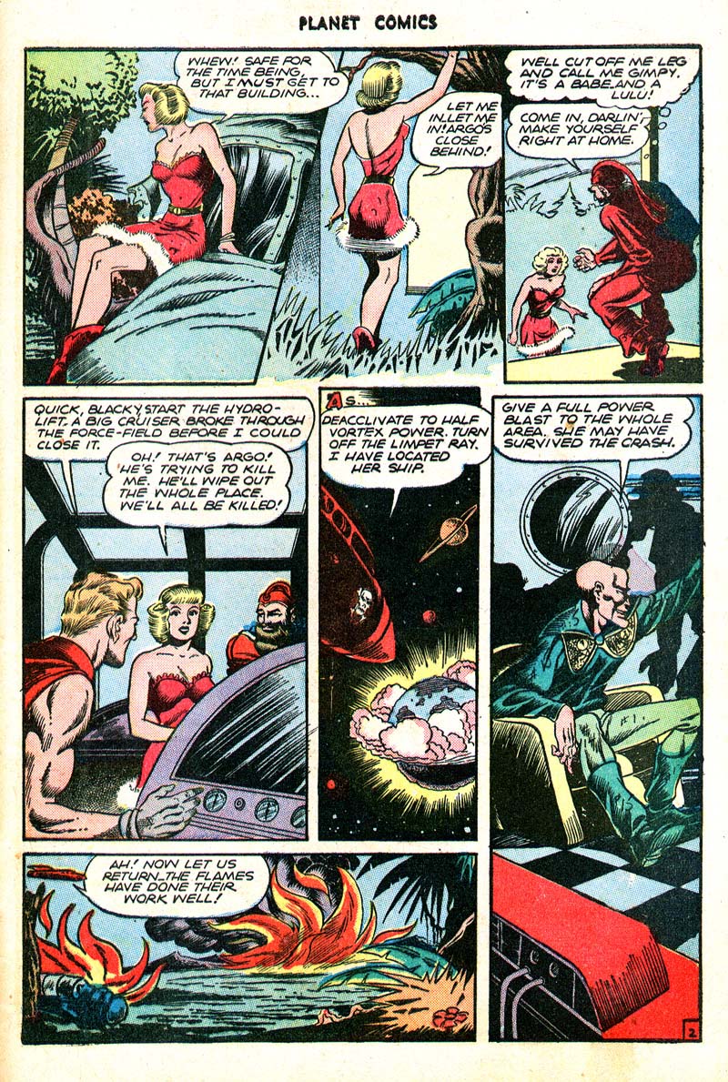Planet Comics #45 (Fiction House), page 46. Public domain (US).