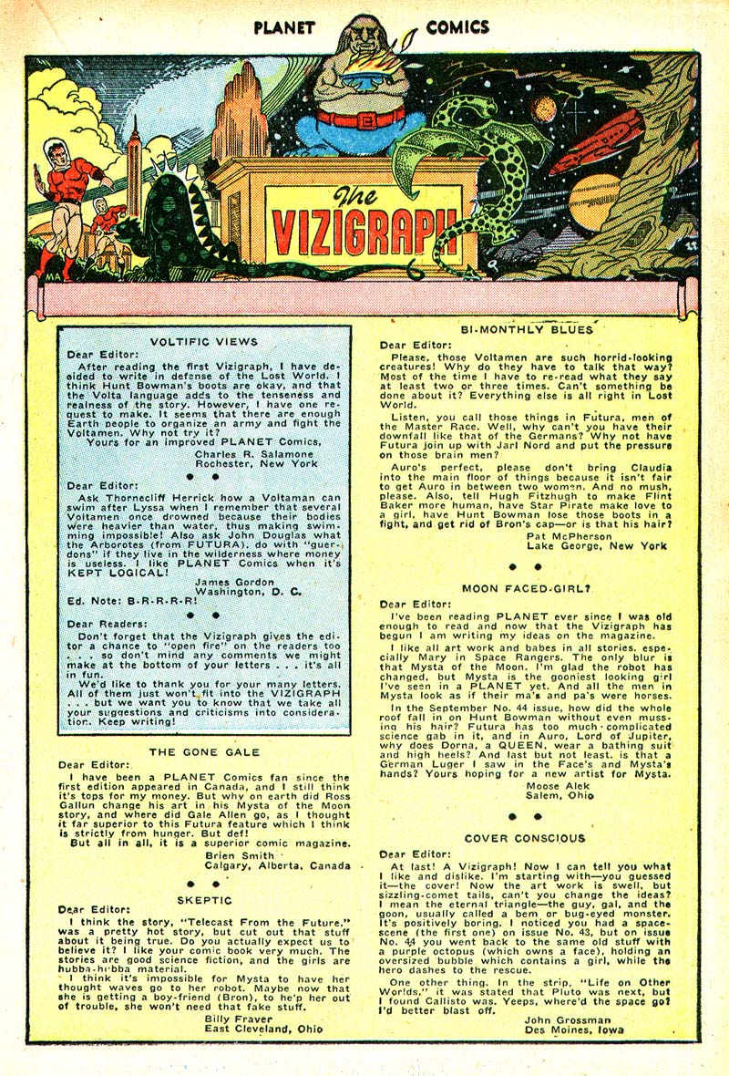 Planet Comics #46 (Fiction House), page 20. Public domain (US).