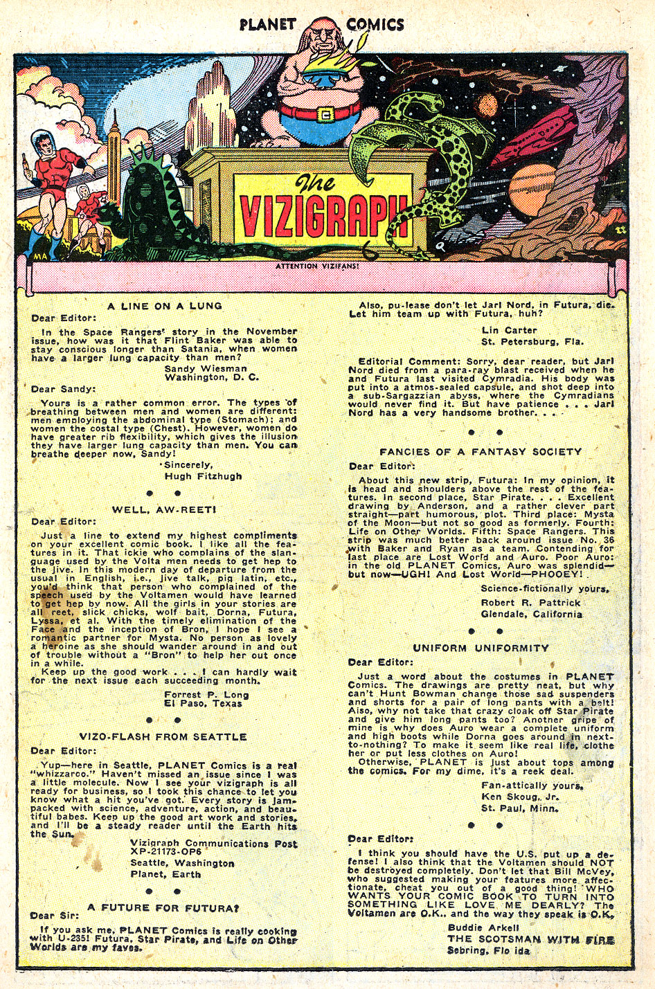 Planet Comics #47 (Fiction House), page 19. Public domain (US).