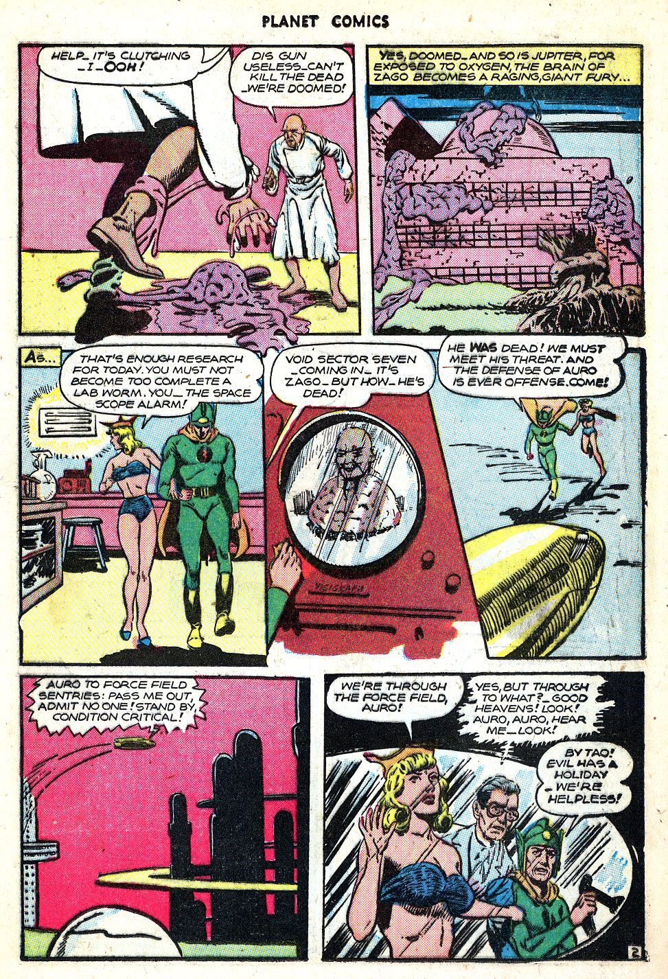 Planet Comics #47 (Fiction House), page 21. Public domain (US).