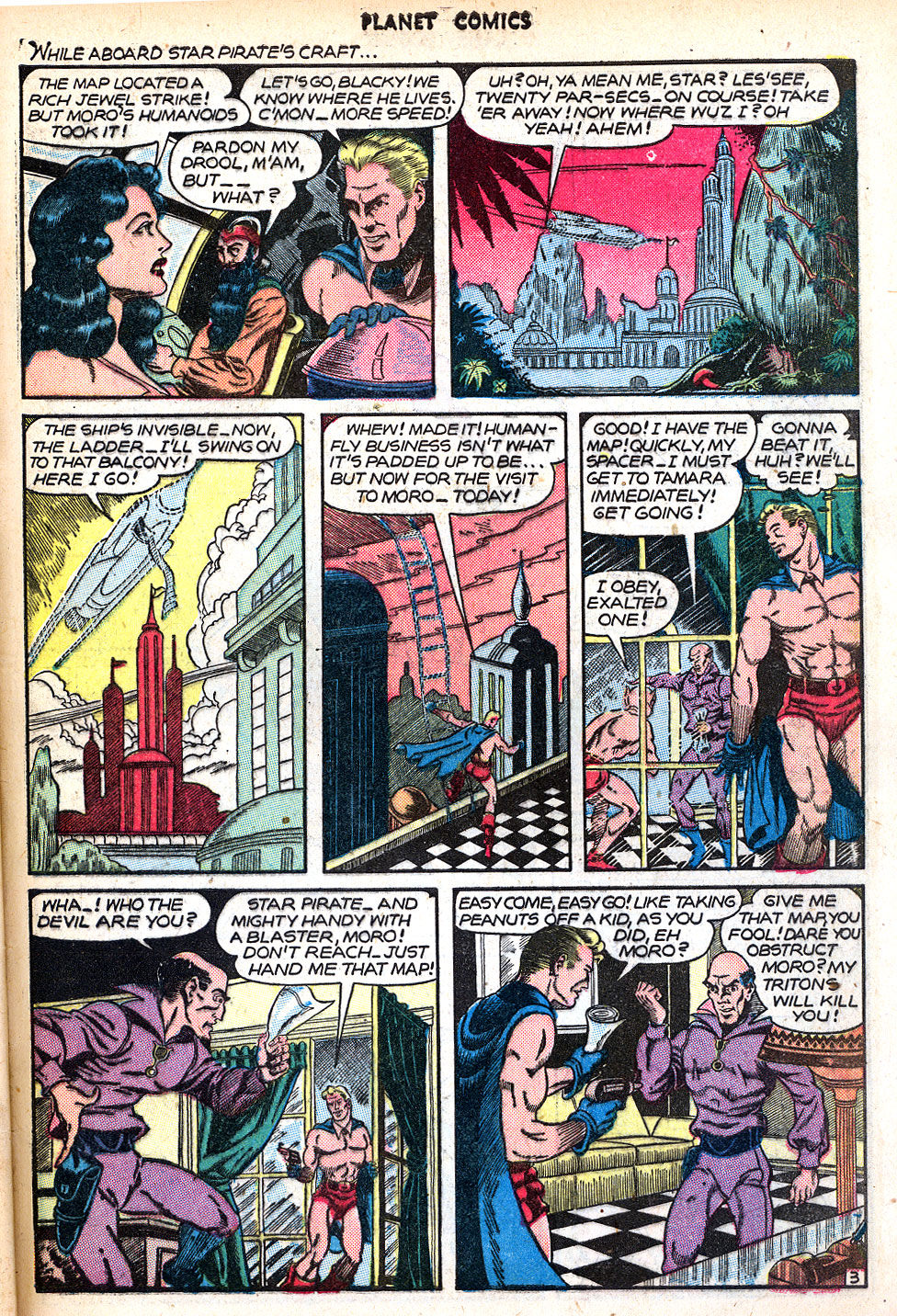 Planet Comics #47 (Fiction House), page 45. Public domain (US).