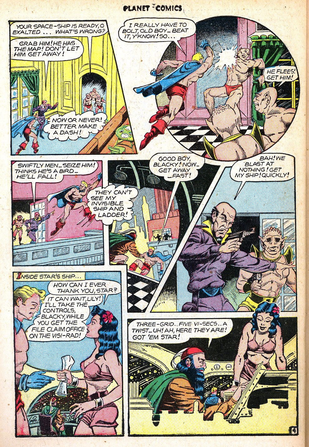 Planet Comics #47 (Fiction House), page 46. Public domain (US).