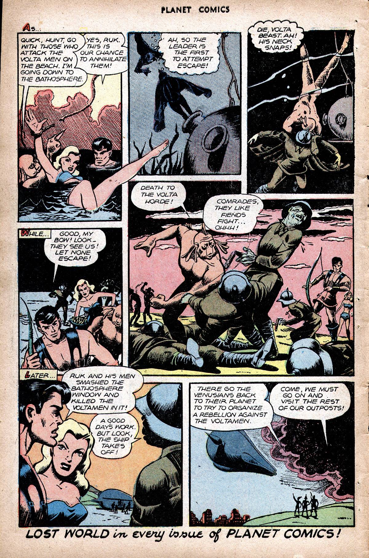 Planet Comics #48 (Fiction House), page 12. Public domain (US).
