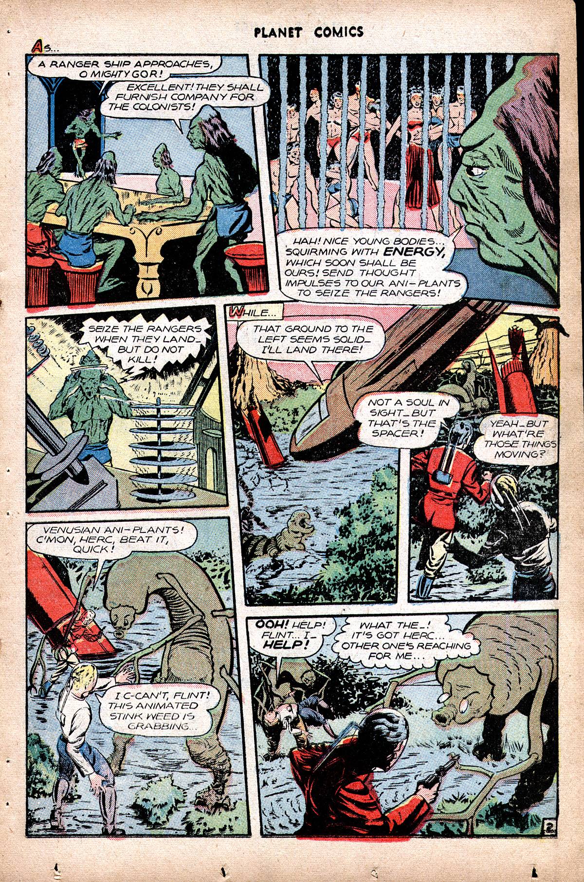 Planet Comics #48 (Fiction House), page 29. Public domain (US).