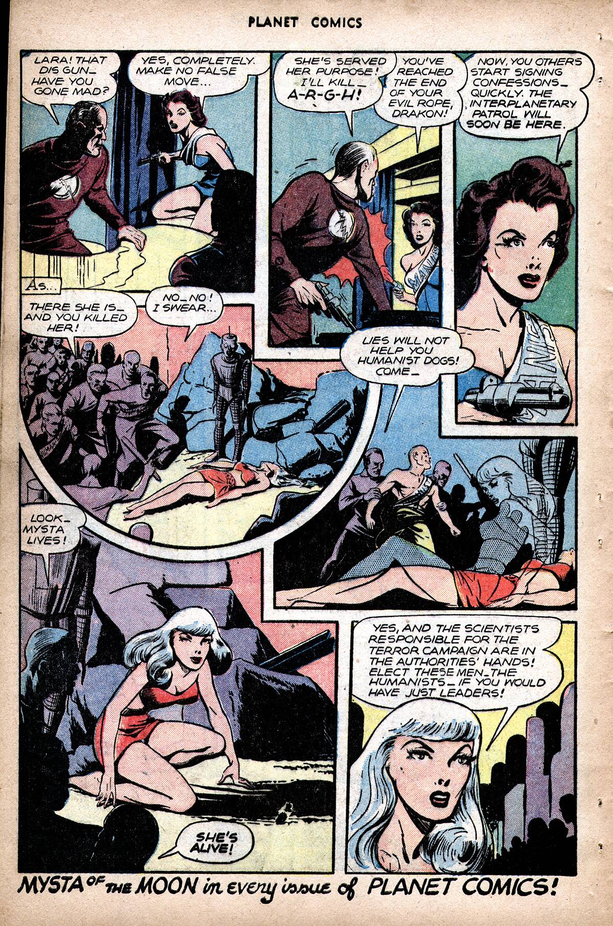 Planet Comics #48 (Fiction House), page 42. Public domain (US).