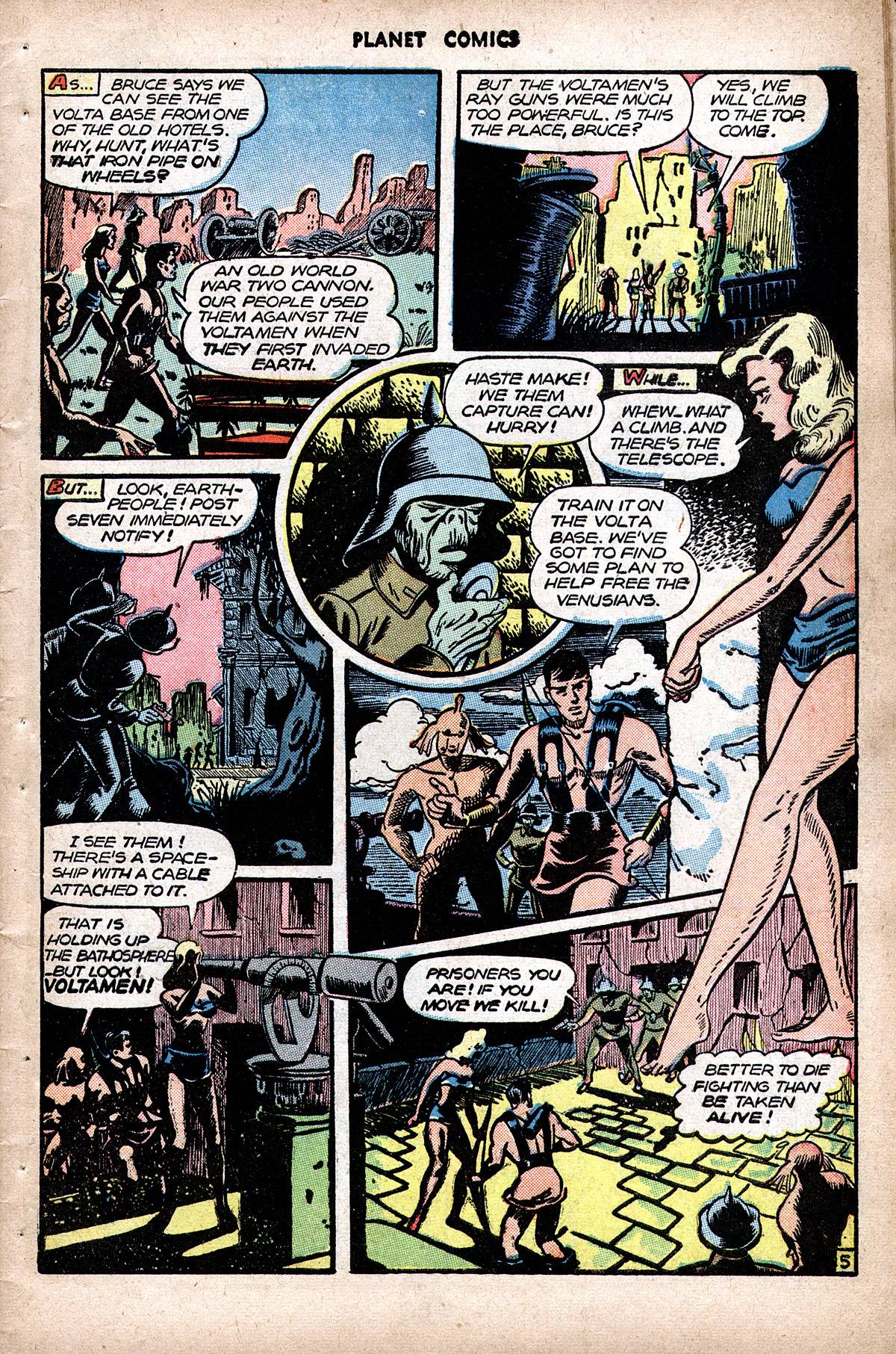 Planet Comics #48 (Fiction House), page 7. Public domain (US).
