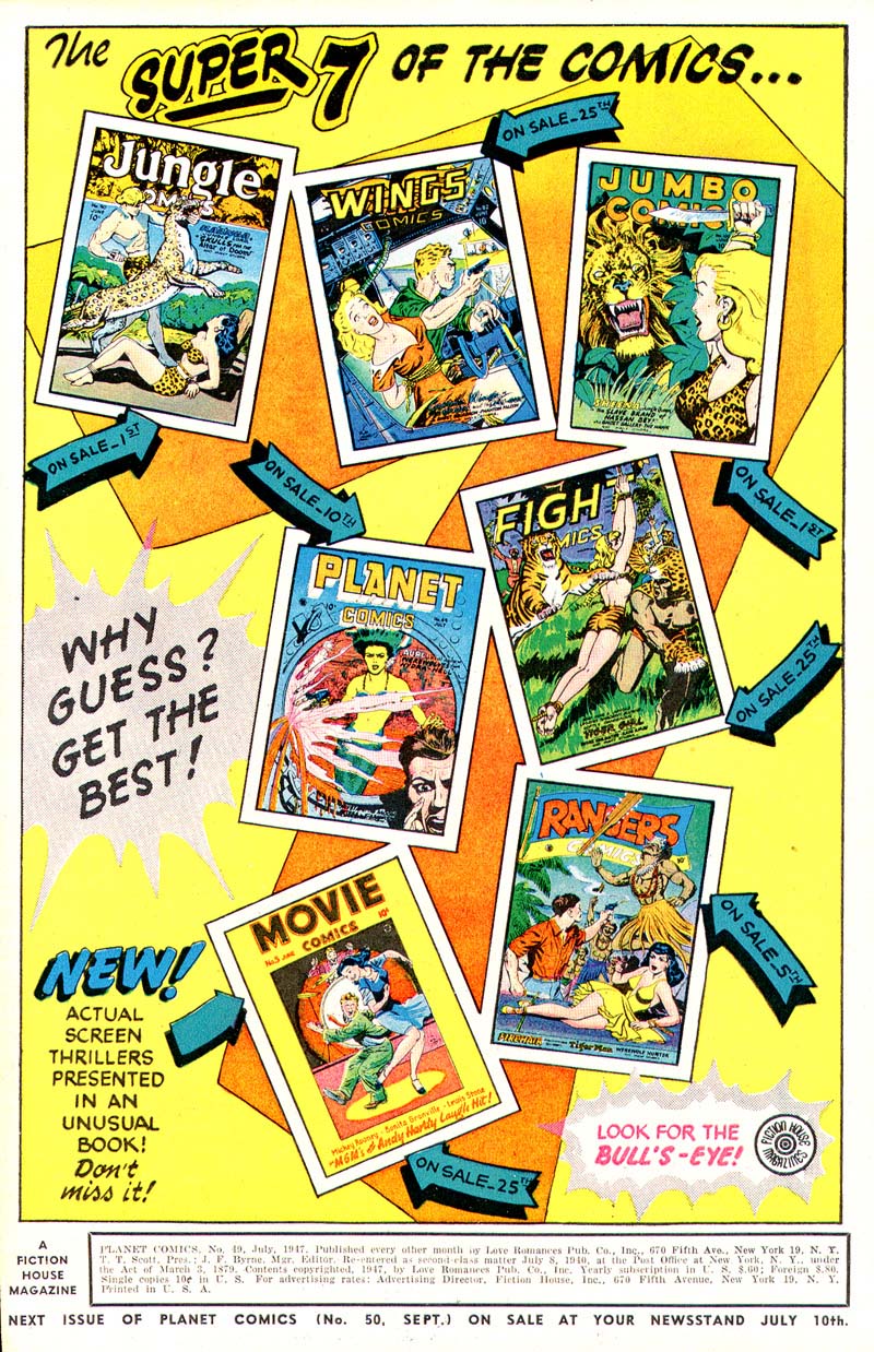 Planet Comics #49 (Fiction House), page 2. Public domain (US).