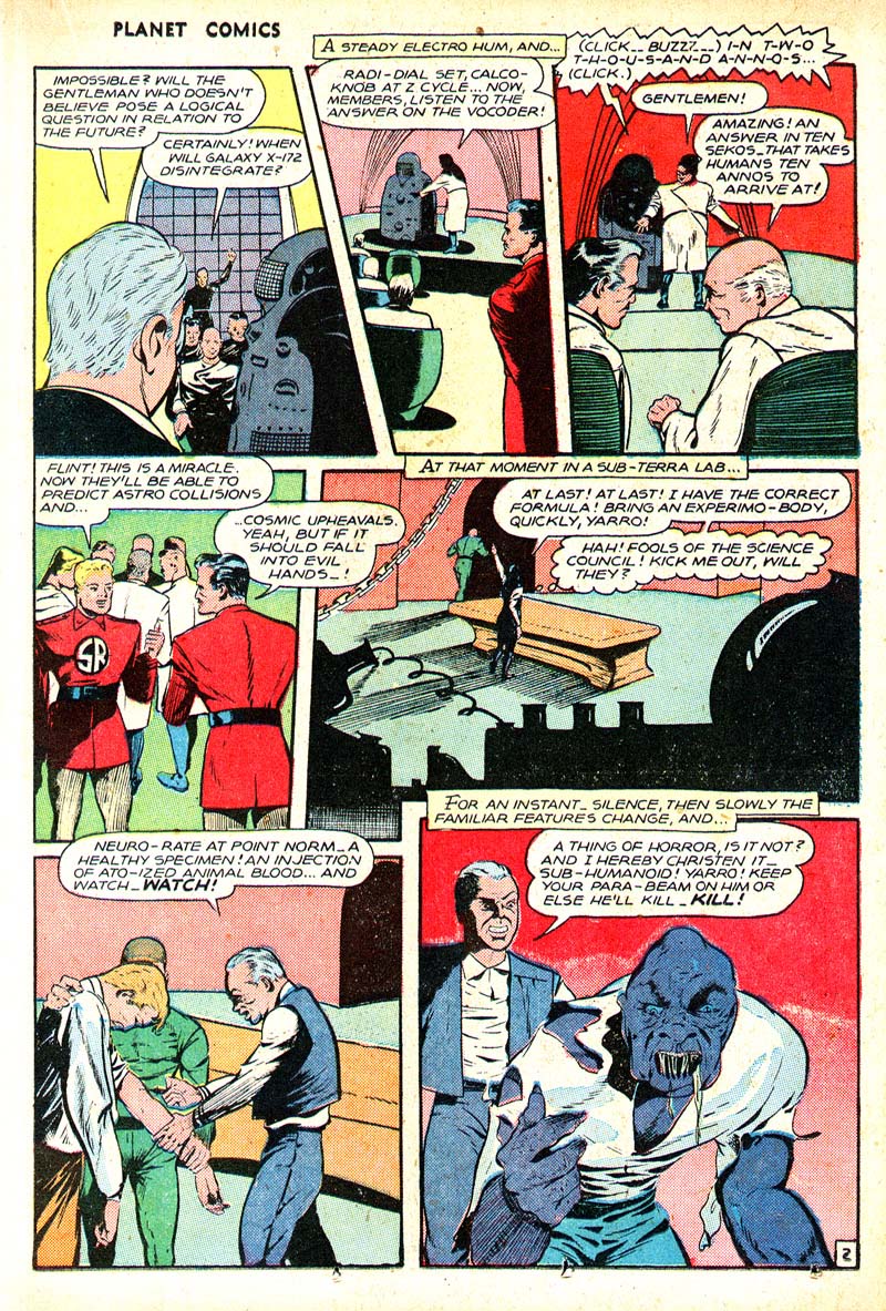 Planet Comics #49 (Fiction House), page 29. Public domain (US).