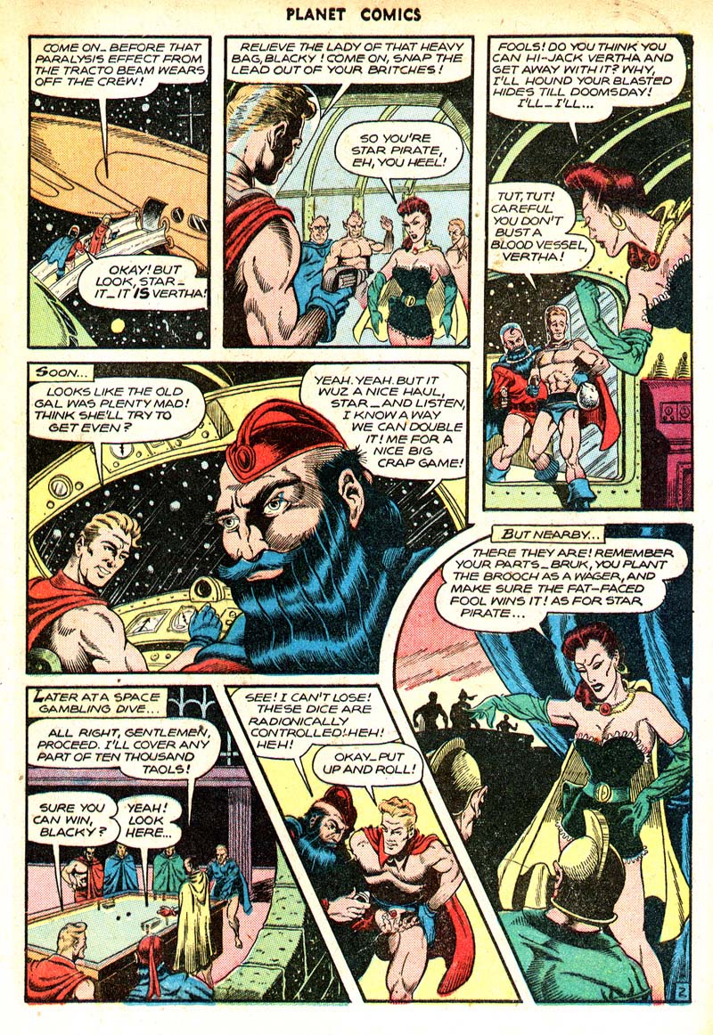 Planet Comics #49 (Fiction House), page 45. Public domain (US).