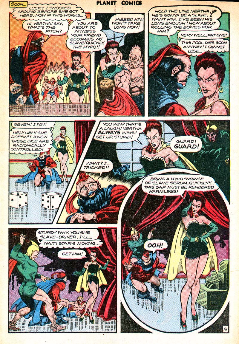 Planet Comics #49 (Fiction House), page 49. Public domain (US).