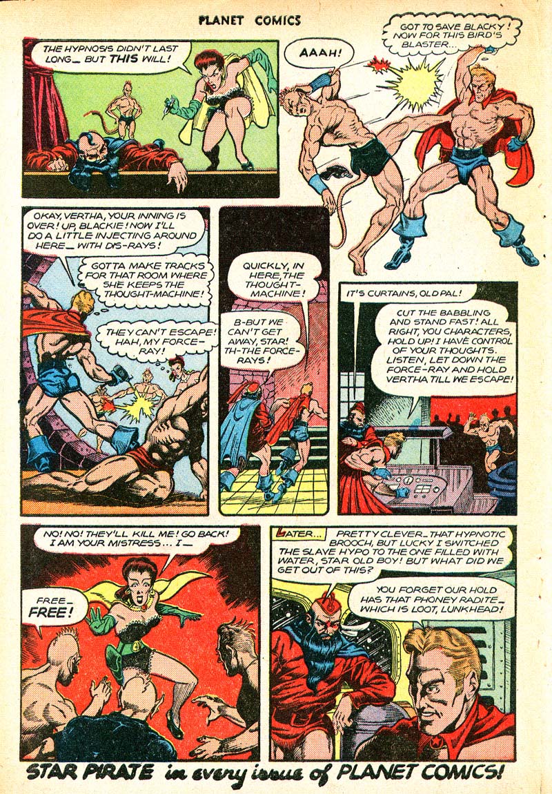 Planet Comics #49 (Fiction House), page 50. Public domain (US).
