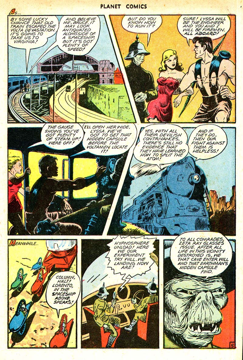 Planet Comics #49 (Fiction House), page 7. Public domain (US).