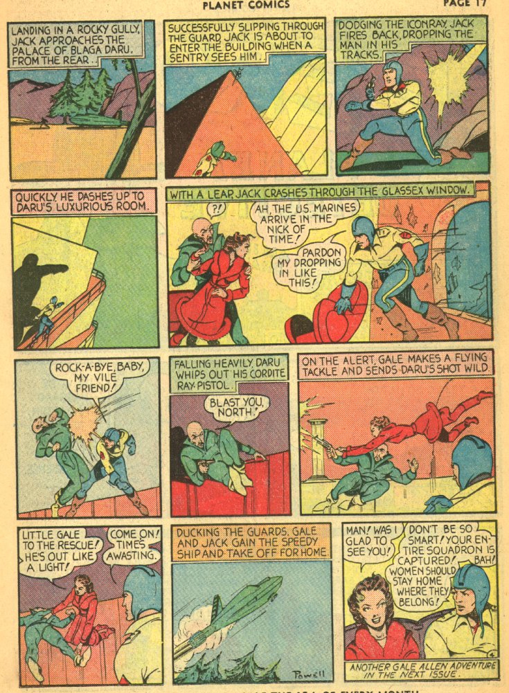Planet Comics #5 (Fiction House), page 19. Public domain (US).
