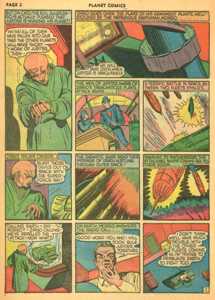 Planet Comics #5 (Fiction House), page 4. Public domain (US).