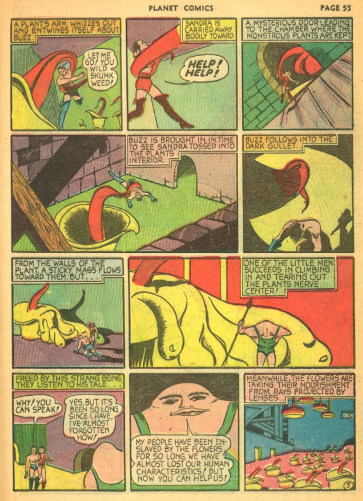 Planet Comics #5 (Fiction House), page 57. Public domain (US).