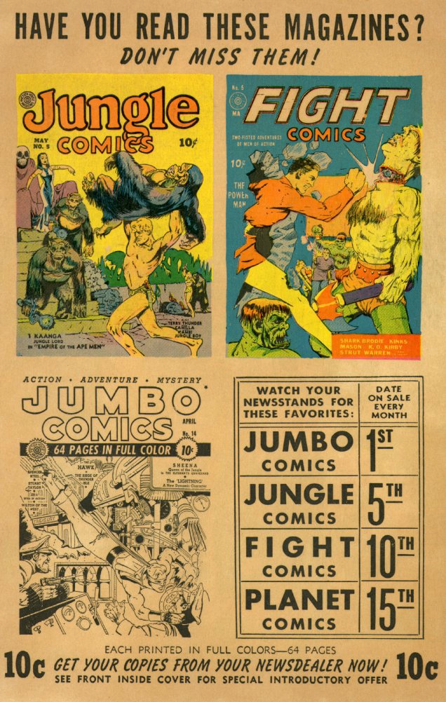 Planet Comics #5 (Fiction House), page 67. Public domain (US).