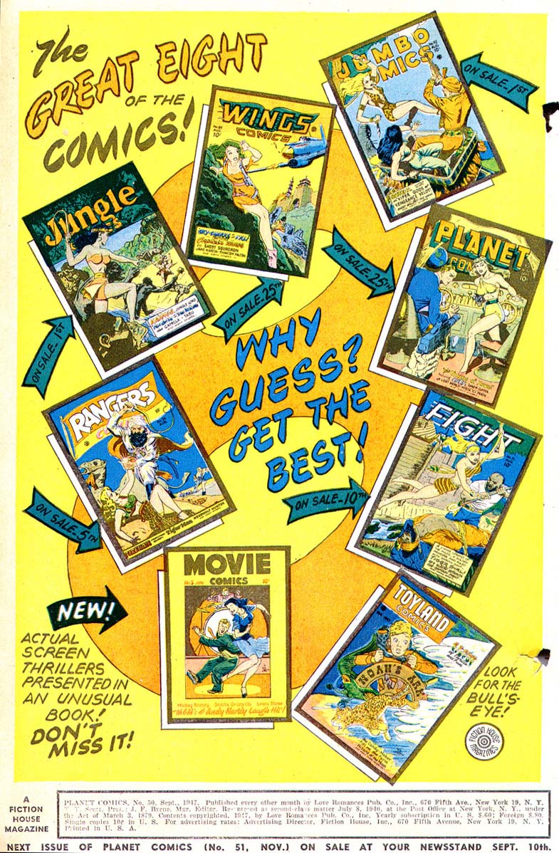 Planet Comics #50 (Fiction House), page 2. Public domain (US).