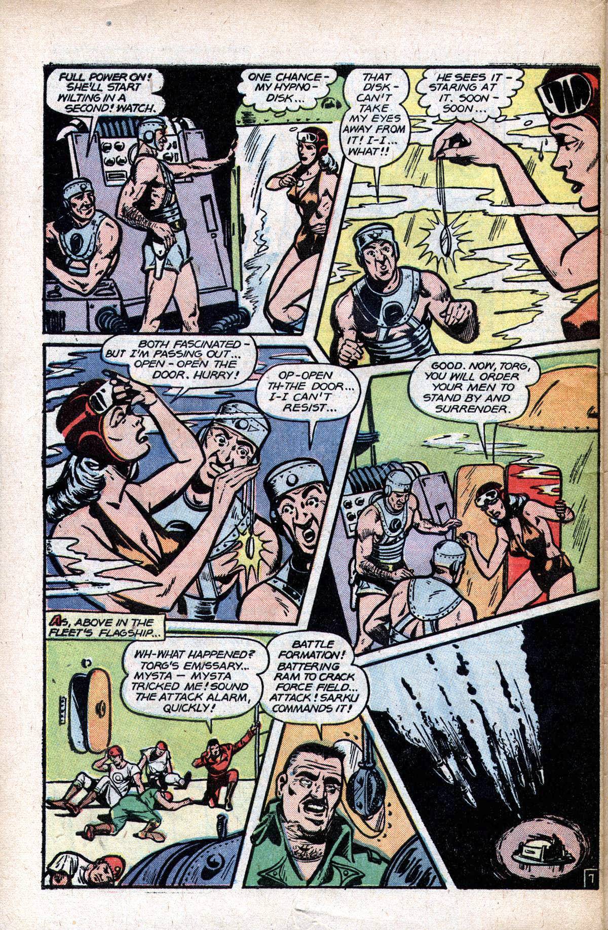 Planet Comics #51 (Fiction House), page 49. Public domain (US).