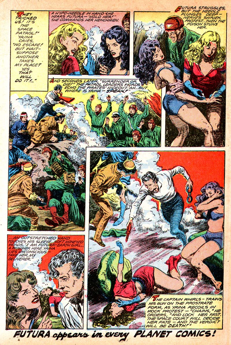 Planet Comics #55 (Fiction House), page 20. Public domain (US).