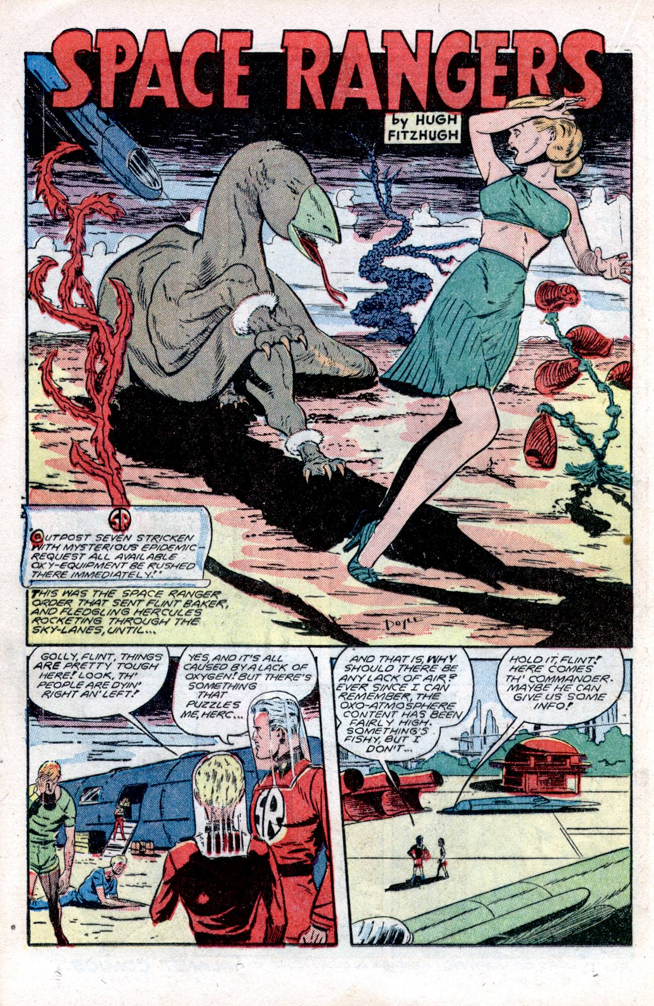 Planet Comics #57 (Fiction House), page 28. Public domain (US).
