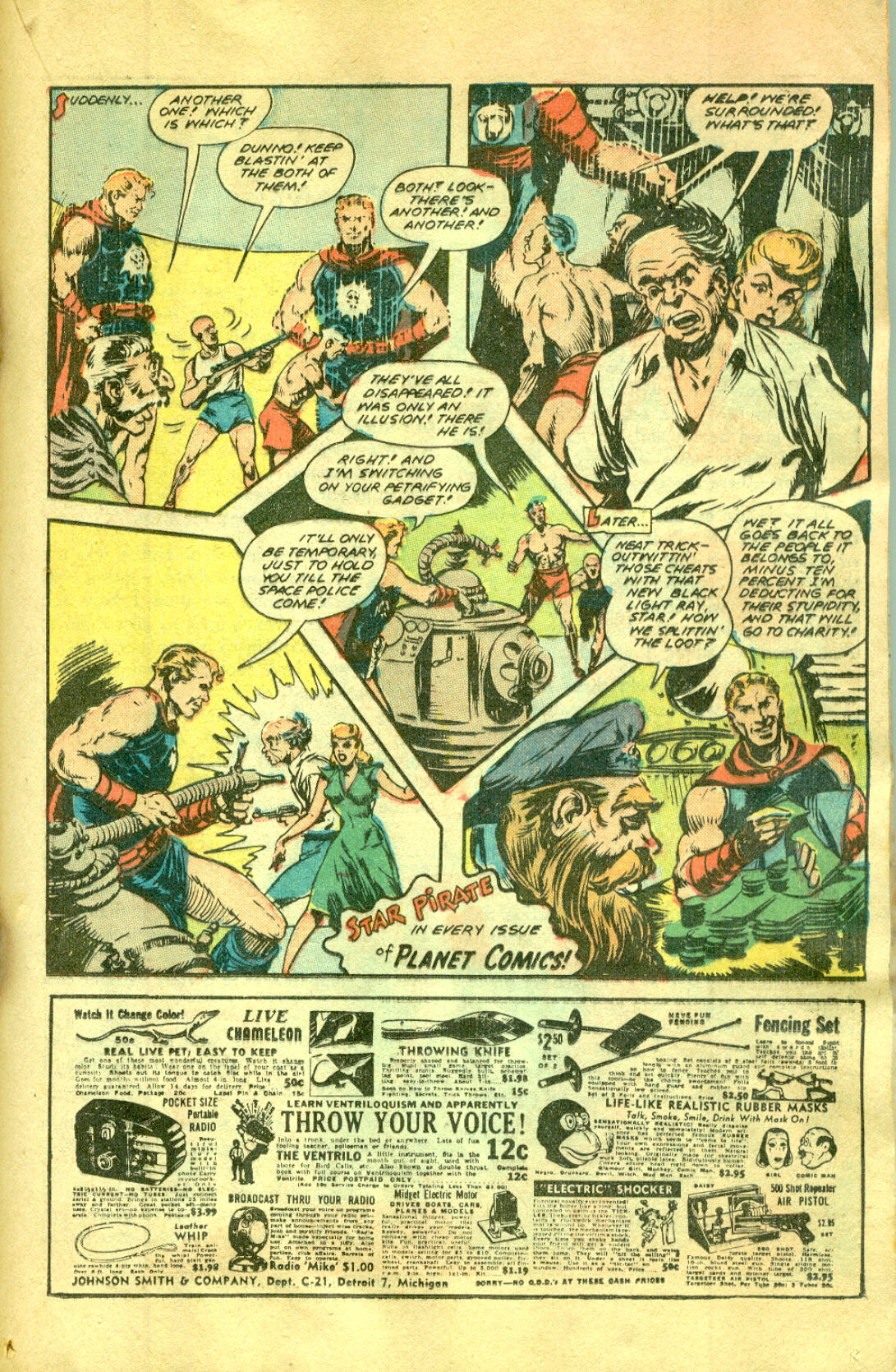 Planet Comics #58 (Fiction House), page 25. Public domain (US).