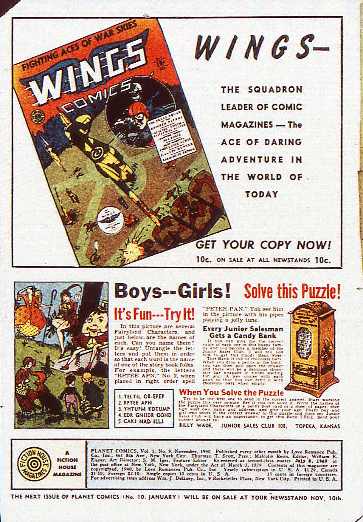 Planet Comics #9 (Fiction House), page 2. Public domain (US).