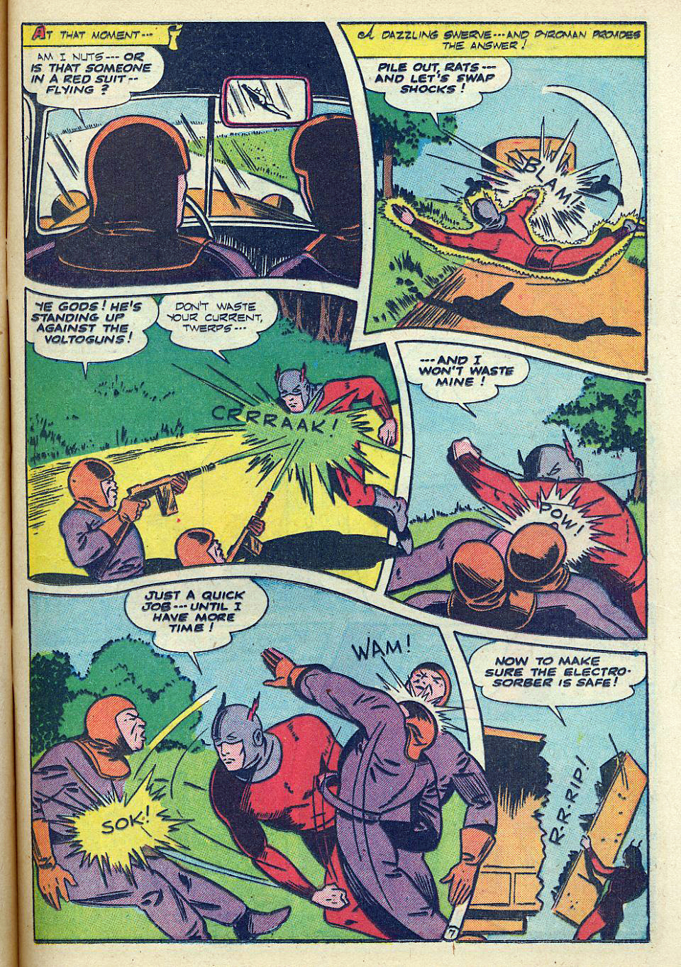 Pyroman, America's Best Comics #18, page 7. Public domain. Source: https://commons.wikimedia.org/wiki/File%3AAmericasBestComics1821.jpg