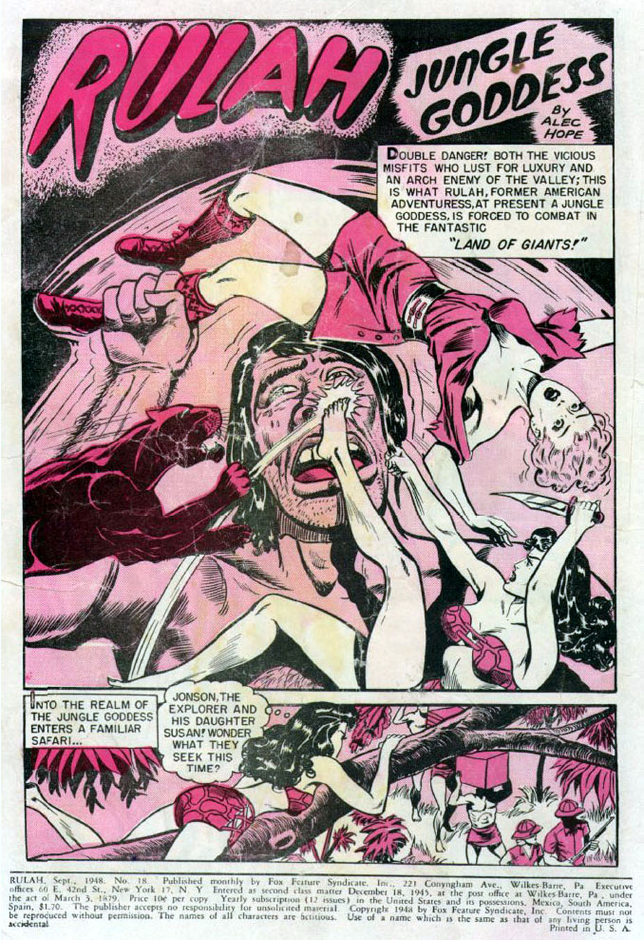 Rulah, Jungle Goddess #18, page 2. Public domain. Source: https://commons.wikimedia.org/wiki/File%3ARulah1802.jpg
